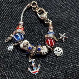 Anchor Seahorse Starfish Charm Bracelet